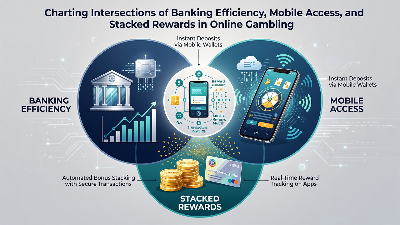 Illustration showing how stacked rewards accumulate across mobile banking and gaming activities