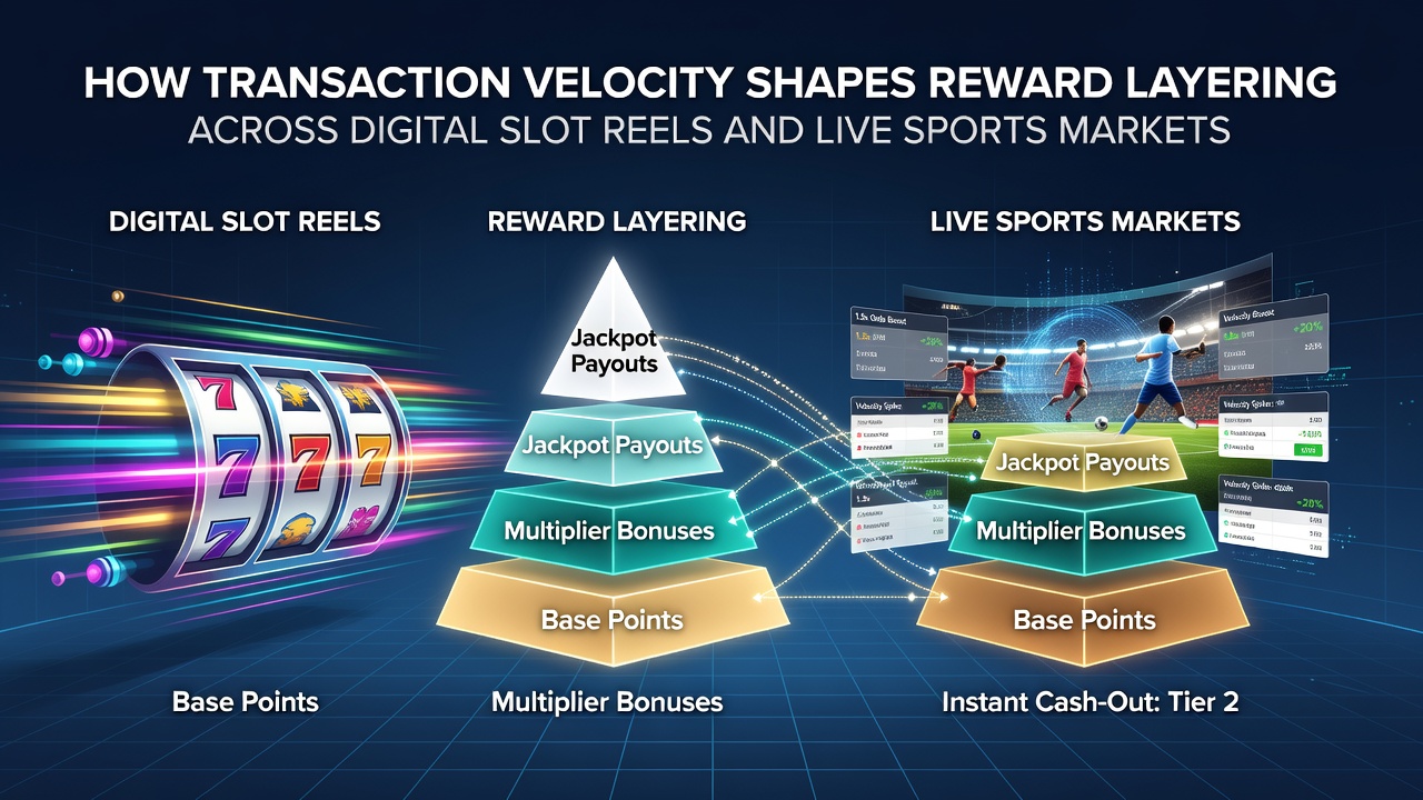 Live sports betting interface showing velocity metrics, stacked reward tiers, and in-play wager confirmations