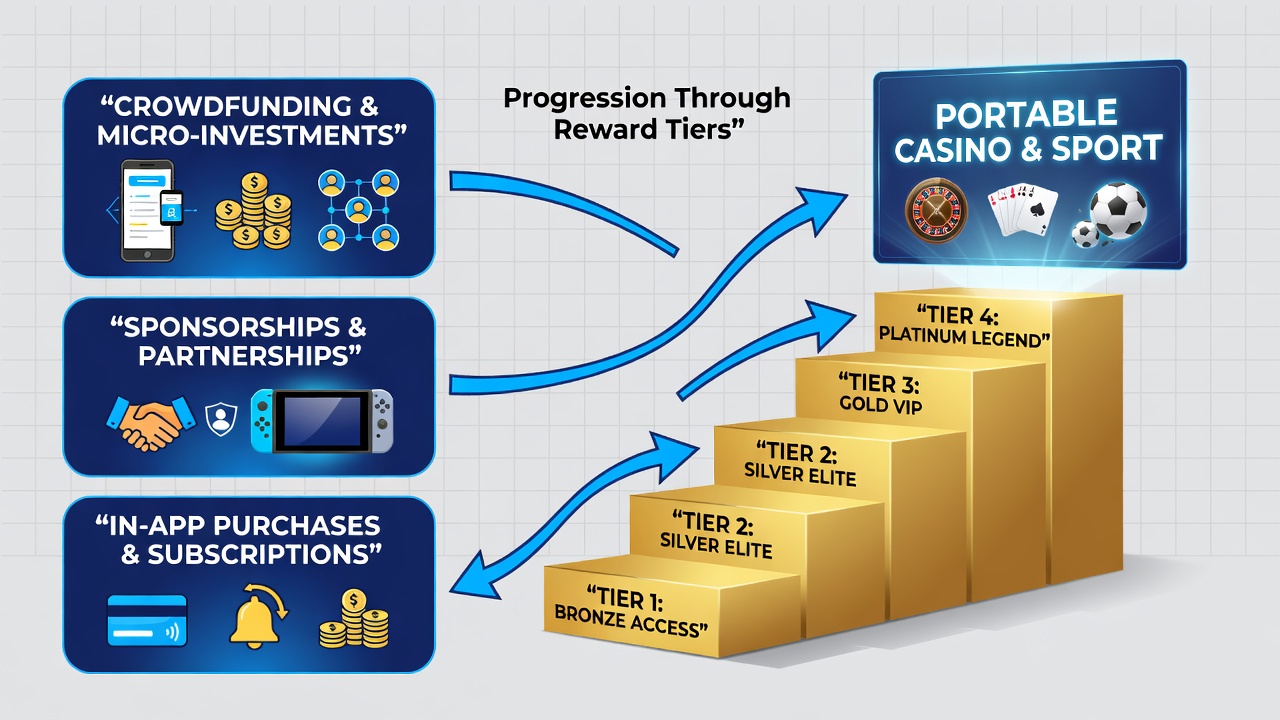 Sports betting dashboard on mobile with funding options and tier progression indicators