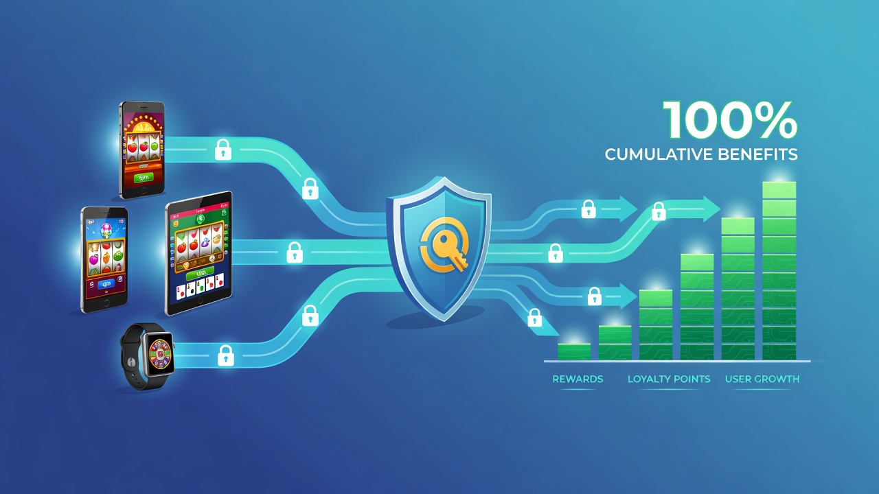 Mobile app screen displaying cumulative rewards from secure transactions in slots and sports betting