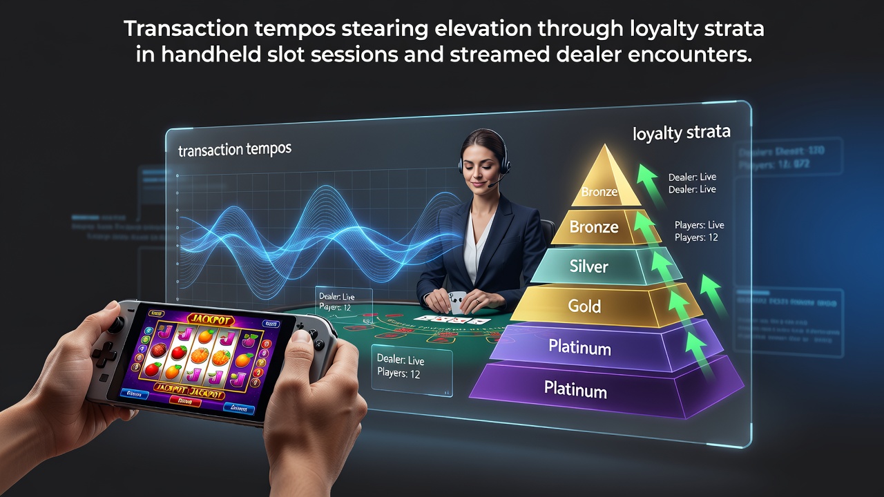 Mobile device displaying slot game interface with loyalty progress indicators and transaction confirmation overlay